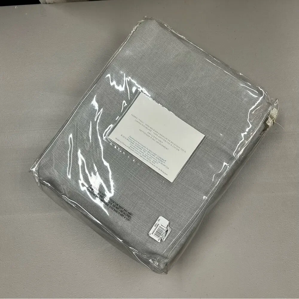 Williams Sonoma Belgian Linen Rod Pocket Drape Curtain 1 Panel Smoke Gray NEW